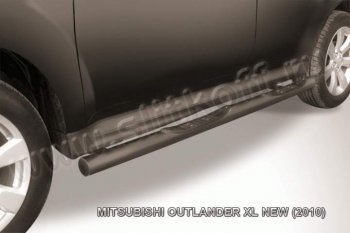 9 749 р. Защита порогов Slitkoff  Mitsubishi Outlander  XL (2010-2013) (Цвет: серебристый)  с доставкой в г. Калуга. Увеличить фотографию 1