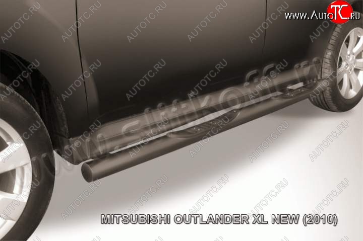 9 749 р. Защита порогов Slitkoff  Mitsubishi Outlander  XL (2010-2013) (Цвет: серебристый)  с доставкой в г. Калуга