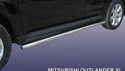 Защита порогов из круглой трубы диаметром 57 мм Slitkoff Mitsubishi (Митсубиси) Outlander (Аутлэндэр)  XL (2010-2013) XL (CW)  рестайлинг