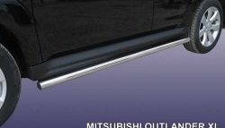 11 949 р. Защита порогов из круглой трубы диаметром 76 мм Slitkoff Mitsubishi Outlander XL (CW)  рестайлинг (2010-2013) (Нержавейка, Полированная)  с доставкой в г. Калуга. Увеличить фотографию 1
