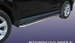 Широкая защита порогов Slitkoff Mitsubishi Outlander XL (CW)  рестайлинг (2010-2013)