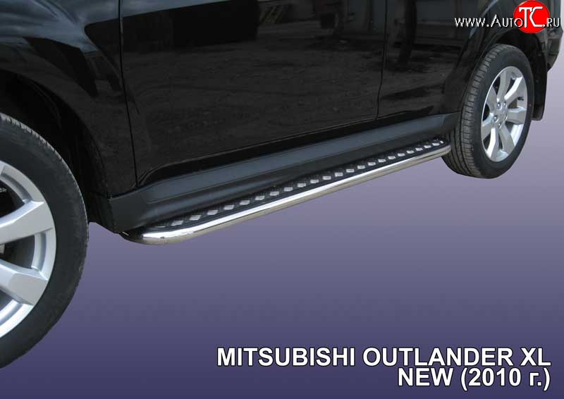 13 549 р. Широкая защита порогов Slitkoff  Mitsubishi Outlander  XL (2010-2013)  с доставкой в г. Калуга