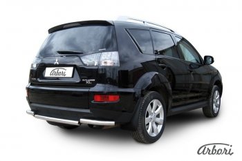 8 999 р. Защита заднего бампера Arbori (короткая, нержавейка, 1 труба d57 mm). Mitsubishi Outlander XL (CW)  рестайлинг (2010-2013)  с доставкой в г. Калуга. Увеличить фотографию 2