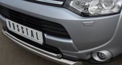 17 749 р. Защита переднего бампера (2 трубыØ76 и 42 мм, нержавейка) SLITKOFF Mitsubishi Outlander GF дорестайлинг (2012-2014)  с доставкой в г. Калуга. Увеличить фотографию 3