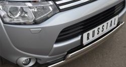 27 999 р. Защита переднего бампера (2 трубыØ75х42 мм, нержавейка) Russtal  Mitsubishi Outlander  GF (2012-2014)  с доставкой в г. Калуга. Увеличить фотографию 2