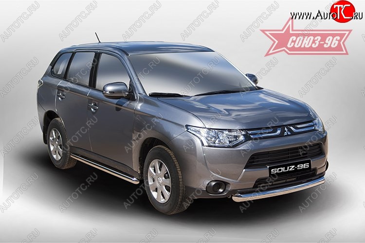 13 274 р. Защита переднего бампера одинарная Souz-96 (d76) Mitsubishi Outlander GF дорестайлинг (2012-2014)  с доставкой в г. Калуга