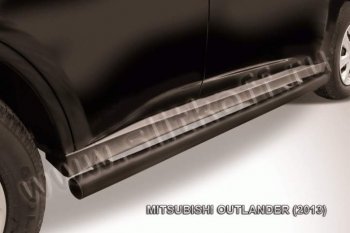 7 749 р. Защита порогов Slitkoff  Mitsubishi Outlander  GF (2012-2014) (Цвет: серебристый)  с доставкой в г. Калуга. Увеличить фотографию 1