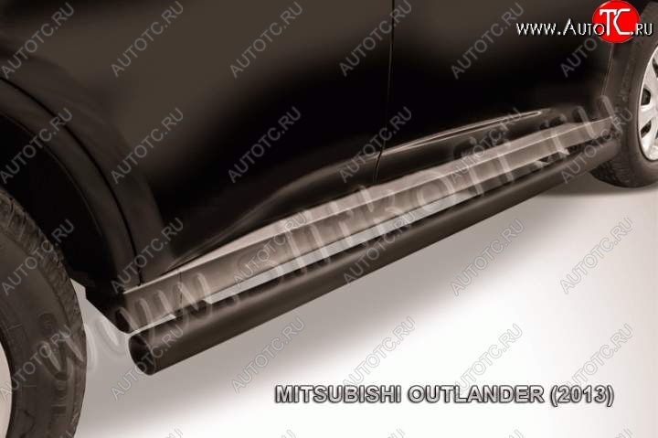 7 749 р. Защита порогов Slitkoff  Mitsubishi Outlander  GF (2012-2014) (Цвет: серебристый)  с доставкой в г. Калуга