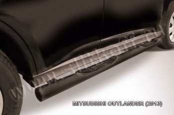 9 749 р. Защита порогов Slitkoff  Mitsubishi Outlander  GF (2012-2014) (Цвет: серебристый)  с доставкой в г. Калуга. Увеличить фотографию 1