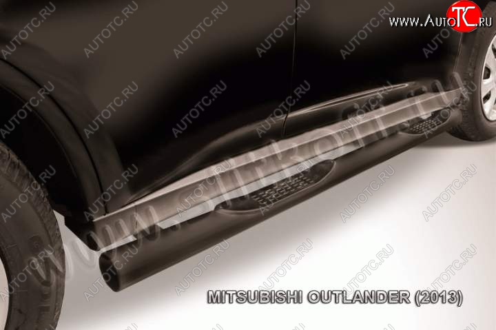 9 749 р. Защита порогов Slitkoff  Mitsubishi Outlander  GF (2012-2014) (Цвет: серебристый)  с доставкой в г. Калуга