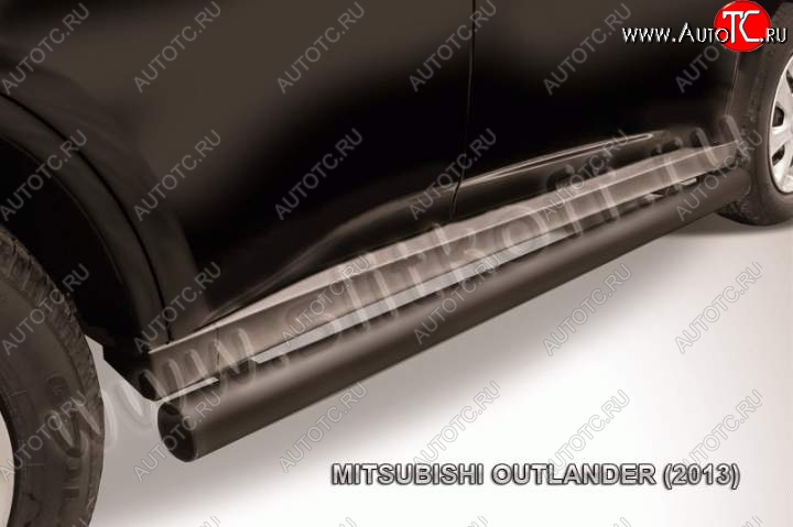 8 349 р. Защита порогов Slitkoff  Mitsubishi Outlander  GF (2012-2014) (Цвет: серебристый)  с доставкой в г. Калуга