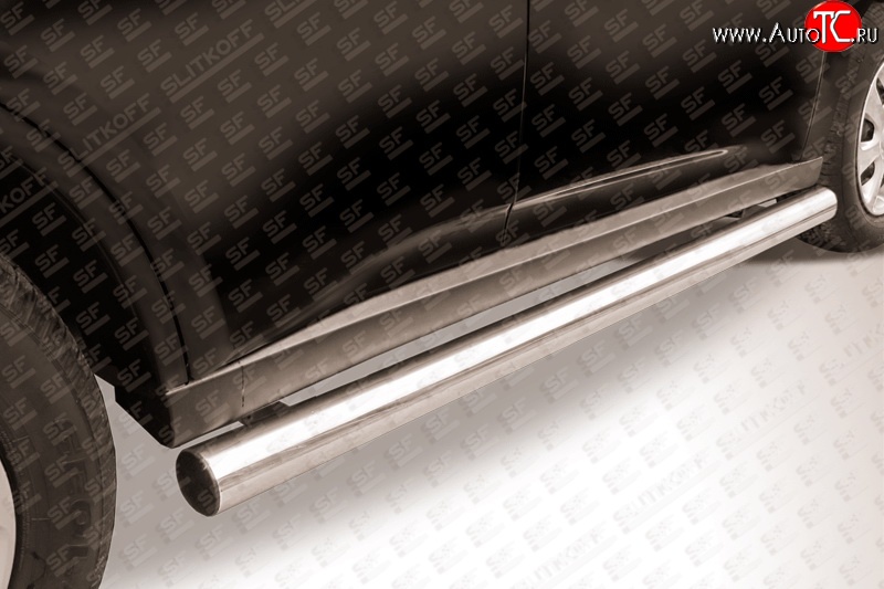 11 949 р. Защита порогов из круглой трубы диаметром 76 мм Slitkoff  Mitsubishi Outlander  GF (2012-2014) (Нержавейка, Полированная)  с доставкой в г. Калуга