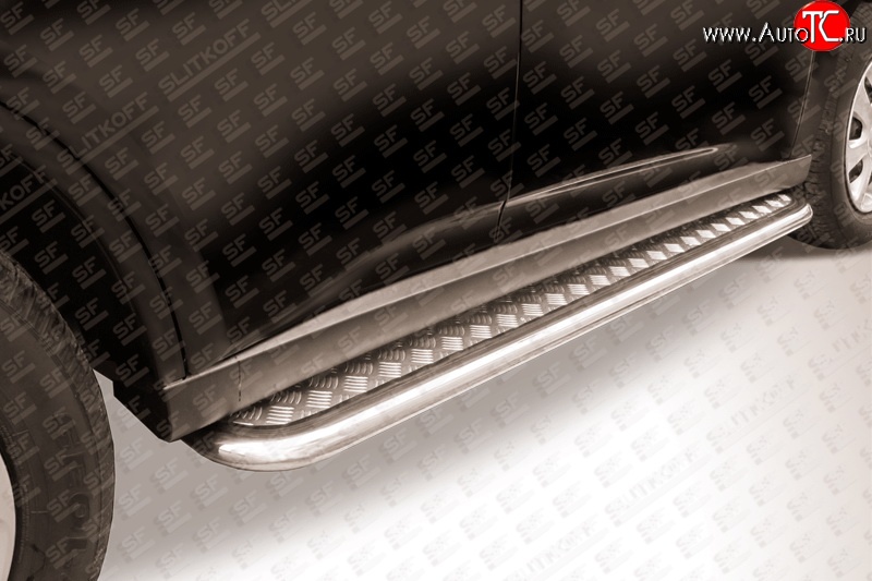 13 949 р. Широкая защита порогов Slitkoff  Mitsubishi Outlander  GF (2012-2014)  с доставкой в г. Калуга