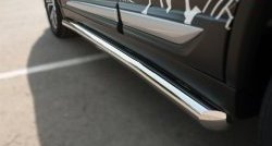 15 299 р. Защита порогов из круглой трубы диаметром 63 мм (рестайлинг) Russtal  Mitsubishi Outlander  GF (2015-2018) (Защита порогов с со скосами на торцах (вариант 1))  с доставкой в г. Калуга. Увеличить фотографию 1
