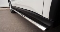 20 749 р. Защита порогов с круглыми вставками для ног из овальной трубы диаметром 75x42 мм (рестайлинг) Russtal  Mitsubishi Outlander  GF (2014-2016)  с доставкой в г. Калуга. Увеличить фотографию 4