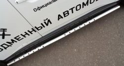 Защита порогов с круглыми вставками для ног из овальной трубы диаметром 75x42 мм (рестайлинг) Russtal Mitsubishi Outlander GF 1-ый рестайлинг (2014-2016)