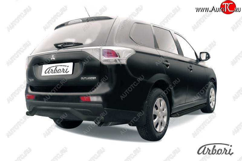 6 209 р. Защита заднего бампера Arbori (волна, черная, 1 труба d57 mm). Mitsubishi Outlander GF дорестайлинг (2012-2014)  с доставкой в г. Калуга