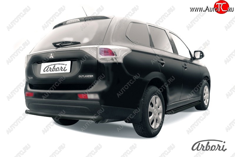 5 399 р. Защита заднего бампера Arbori (уголки, черная, 1 труба d57 mm). Mitsubishi Outlander GF дорестайлинг (2012-2014)  с доставкой в г. Калуга