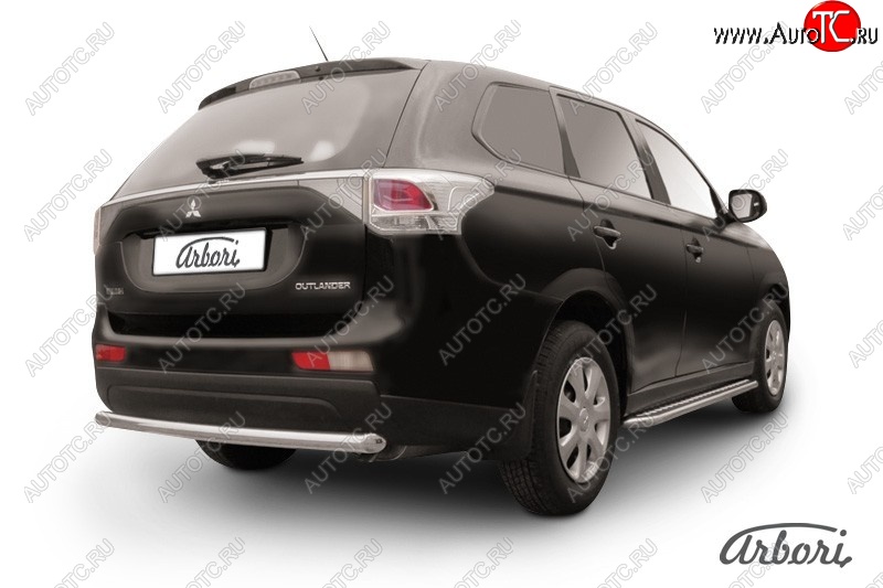 8 909 р. Защита заднего бампера Arbori (нержавейка, 1 труба d57 mm). Mitsubishi Outlander GF дорестайлинг (2012-2014)  с доставкой в г. Калуга