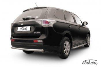 8 909 р. Защита заднего бампера (рестайлинг) Arbori (нержавейка, 1 труба d57 mm).  Mitsubishi Outlander  GF (2014-2016) 1-ый рестайлинг  с доставкой в г. Калуга. Увеличить фотографию 1