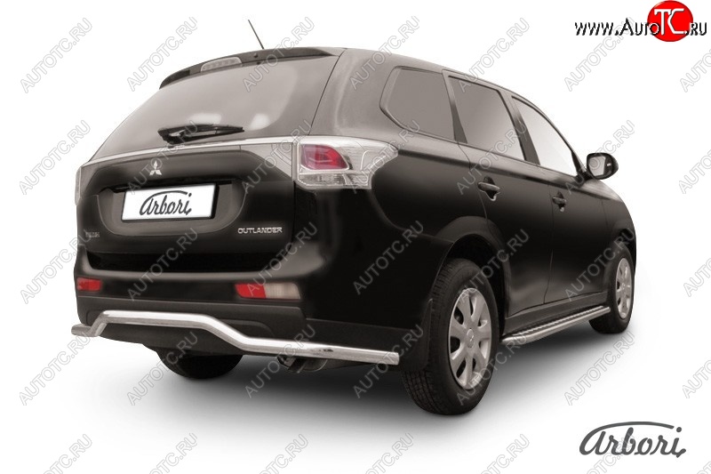 13 229 р. Защита заднего бампера Arbori (волна, нержавейка, 1 труба d57 mm).  Mitsubishi Outlander  GF (2014-2016) 1-ый рестайлинг  с доставкой в г. Калуга