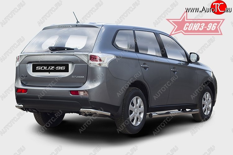 7 784 р. Защита заднего бампера из боковых уголков диаметром 42 мм SOUZ-96 Mitsubishi Outlander GF дорестайлинг (2012-2014)  с доставкой в г. Калуга