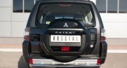 14 599 р. Защита заднего бампера (Ø76 мм, нержавейка) Russtal  Mitsubishi Pajero  4 V90 (2014-2020)  с доставкой в г. Калуга. Увеличить фотографию 1