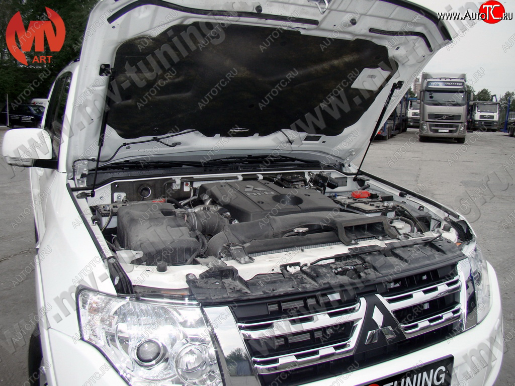 4 099 р. Упор капота MV-Tuning (двойной)  Mitsubishi Pajero ( 4 V90,  4 V80) (2006-2020)  с доставкой в г. Калуга