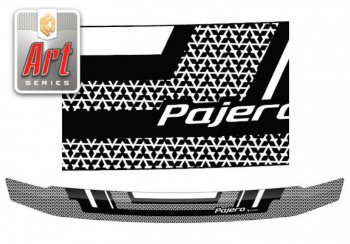 2 349 р. Дефлектор капота CA-Plastiс  Mitsubishi Pajero  4 V90 (2006-2015) (Серия Art черная)  с доставкой в г. Калуга. Увеличить фотографию 1