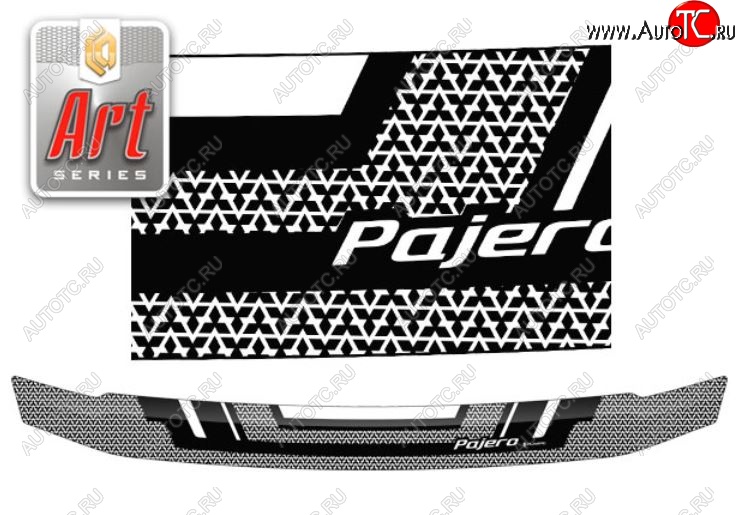 2 349 р. Дефлектор капота CA-Plastiс  Mitsubishi Pajero  4 V90 (2006-2015) (Серия Art черная)  с доставкой в г. Калуга