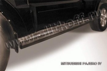 9 749 р. Защита порогов Slitkoff Mitsubishi Pajero 4 V90 дорестайлинг (2006-2011) (Цвет: серебристый)  с доставкой в г. Калуга. Увеличить фотографию 1