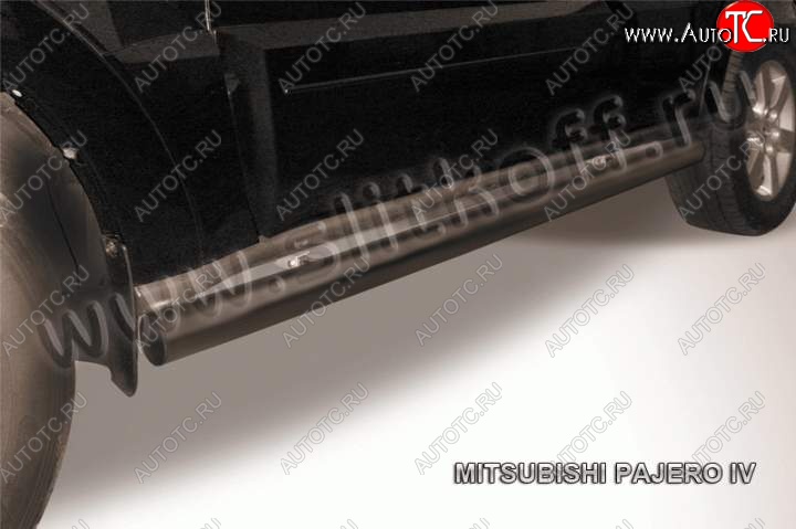 9 199 р. Защита порогов Slitkoff Mitsubishi Pajero 4 V90 1-ый рестайлинг (2011-2015) (Цвет: серебристый)  с доставкой в г. Калуга