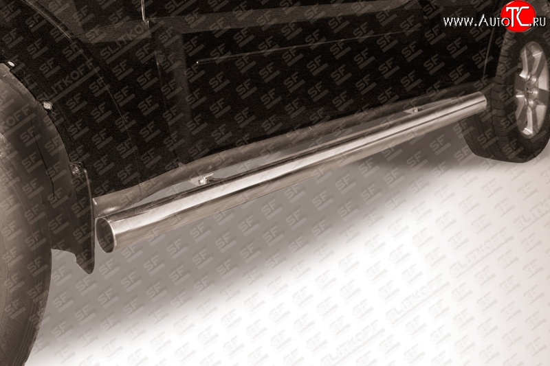 11 949 р. Защита порогов из круглой трубы диаметром 76 мм Slitkoff  Mitsubishi Pajero  4 V90 (2006-2015) (Нержавейка, Полированная)  с доставкой в г. Калуга