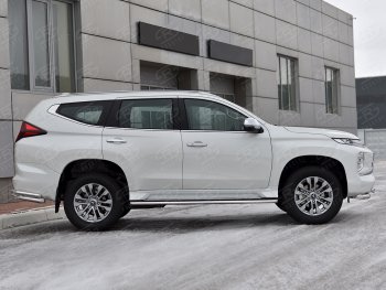 14 999 р. Защита порогов на SLITKOFF (Ø42 мм)  Mitsubishi Pajero Sport  QF (2019-2022) рестайлинг (полированная нержавейка)  с доставкой в г. Калуга. Увеличить фотографию 3