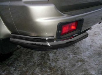 5 499 р. Защита заднего бампера Slitkoff (Ø 57+Ø42, уголки) Mitsubishi Pajero Sport 1 PA дорестайлинг (1996-2004) (Сталь с полимерным покрытием. Цвет: черный)  с доставкой в г. Калуга. Увеличить фотографию 1