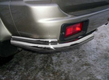 5 499 р. Защита заднего бампера Slitkoff (Ø 57+Ø42, уголки)  Mitsubishi Pajero Sport  1 PA (1996-2008) (Сталь с полимерным покрытием. Цвет: серебристый)  с доставкой в г. Калуга. Увеличить фотографию 1
