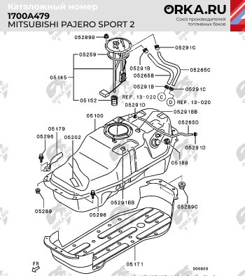 19 499 р. Бак топливный BAKPLAST (70 л., пластиковый) Mitsubishi Pajero Sport 2 PB дорестайлинг (2008-2013)  с доставкой в г. Калуга. Увеличить фотографию 4