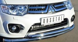 16 999 р. Защита переднего бампера (2 трубыØ63 мм, нержавейка) Russtal  Mitsubishi Pajero Sport  3 PB (2013-2017)  с доставкой в г. Калуга. Увеличить фотографию 2