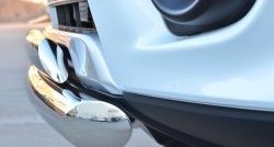 22 949 р. Защита переднего бампера (2 трубыØ76 и 75х42 мм, нержавейка) Russtal Mitsubishi Pajero Sport 3 PB рестайлинг (2013-2017)  с доставкой в г. Калуга. Увеличить фотографию 2