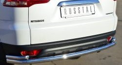 15 649 р. Защита заднего бампера (2 трубы Ø76 и 42 мм с уголками, нержавейка) Russtal Mitsubishi Pajero Sport 3 PB рестайлинг (2013-2017)  с доставкой в г. Калуга. Увеличить фотографию 2