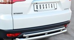 18 799 р. Защита заднего бампера (Ø76 и 42 мм, нержавейка) Russtal Mitsubishi Pajero Sport 3 PB рестайлинг (2013-2017)  с доставкой в г. Калуга. Увеличить фотографию 2