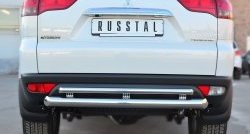 18 799 р. Защита заднего бампера (Ø76 и 42 мм, нержавейка) Russtal Mitsubishi Pajero Sport 3 PB рестайлинг (2013-2017)  с доставкой в г. Калуга. Увеличить фотографию 1