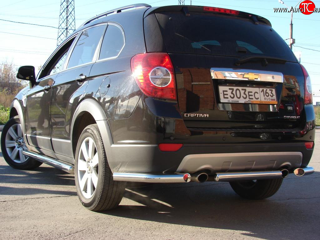 8 599 р. Защита заднего бампера из труб d63.5 Metall-design Chevrolet Captiva  дорестайлинг (2006-2011) (Комплект)  с доставкой в г. Калуга