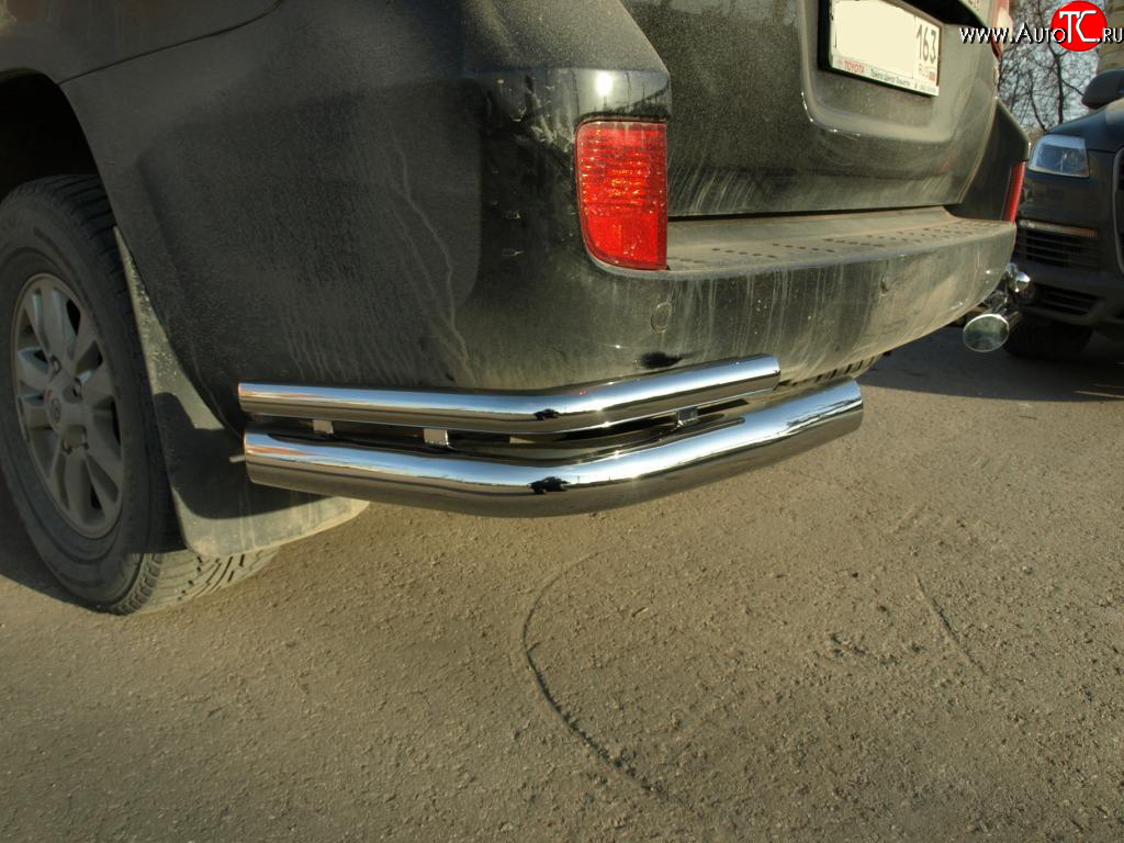 15 149 р. Защита заднего бампера в виде двойных уголков 76/42 мм на  Toyota Land Cruiser  200 (2007-2012)  с доставкой в г. Калуга