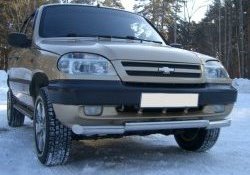 9 899 р. Защита переднего бампера (Ø63 мм ступень, нержавейка) Russtal  Chevrolet Niva  2123 (2002-2008), Лада 2123 (Нива Шевроле) (2002-2008)  с доставкой в г. Калуга. Увеличить фотографию 1