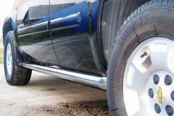 17 799 р. Защита порогов Russtal из круглой трубы диаметром 76 мм (дорестайлинг)  Chevrolet Tahoe  GMT900 (2006-2013) (Защита порогов с со скосами на торцах (вариант 1))  с доставкой в г. Калуга. Увеличить фотографию 1