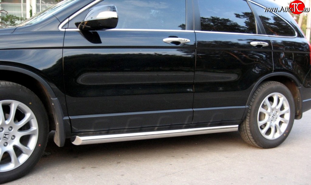 13 849 р. Защита порогов (Ø63 мм, нержавейка) Russtal  Honda CR-V  RE1,RE2,RE3,RE4,RE5,RE7 (2007-2010) (С скосами на торцах)  с доставкой в г. Калуга