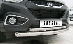 15 999 р. Защита переднего бампера (2 трубыØ63 и 42 мм, нержавейка) Russtal  Hyundai IX35  1 LM (2009-2018)  с доставкой в г. Калуга. Увеличить фотографию 1