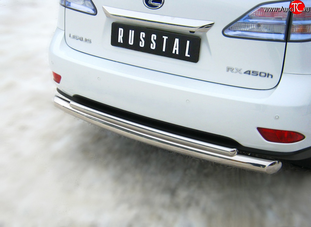 11 549 р. Защита заднего бампера (Ø76 и 42 мм, нержавейка) Russtal  Lexus RX ( 350,  450H,  270) (2008-2012)  с доставкой в г. Калуга