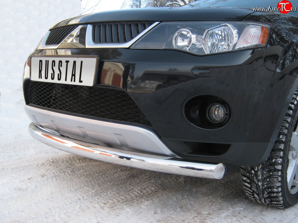 16 999 р. Одинарная защита переднего бампера Russtal диаметром 76 мм  Mitsubishi Outlander  XL (2005-2009)  с доставкой в г. Калуга